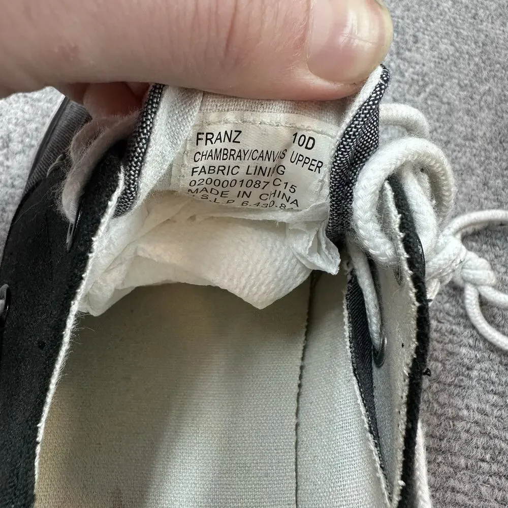 Polo Ralph Lauren Boat Shoes Mens 10.5D Franz Sneakers Grey Canvas Lace Up